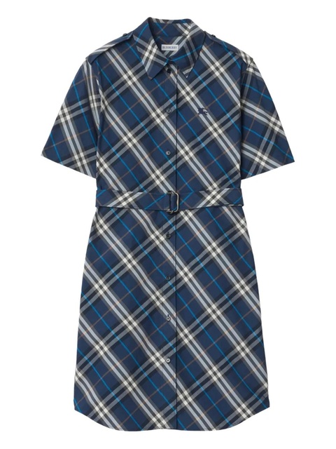 Burberry Check-pattern mini shirt dress - Blue - zdjęcie produktu nr 1