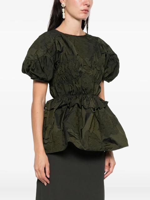 Cecilie Bahnsen puff-sleeve textured top - Green - zdjęcie produktu nr 2