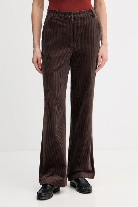 Sisley spodnie damskie kolor brązowy proste high waist 49L0LF07U - zdjęcie produktu nr 1