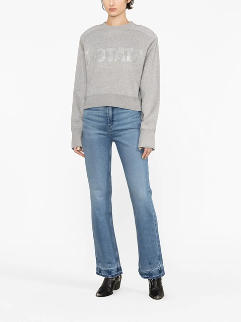 ROTATE BIRGER CHRISTENSEN Firm embellished organic cotton sweatshirt - Grey - zdjęcie produktu nr 1