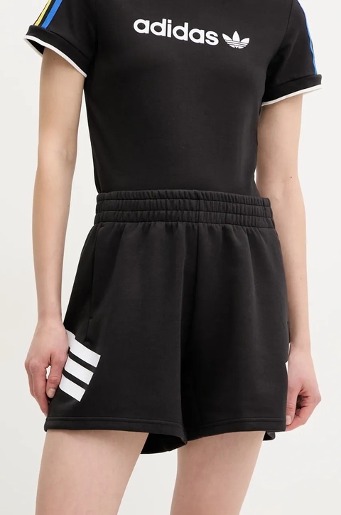 adidas szorty Future Icons damskie kolor czarny z nadrukiem high waist JC5443 - zdjęcie produktu nr 1