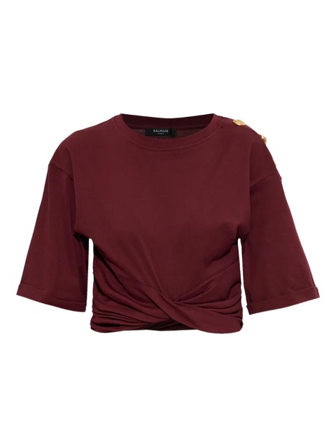 Balmain cotton cropped T-shirt - Red - zdjęcie produktu nr 1