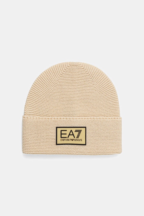 EA7 Emporio Armani czapka z dodatkiem wełny kolor beżowy AF18021.7X000247 - zdjęcie produktu nr 1