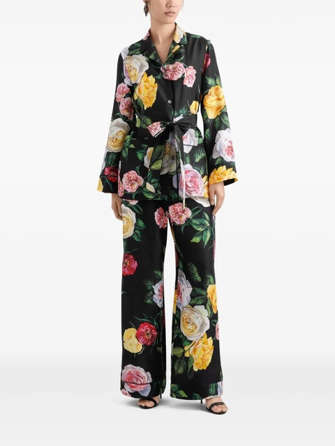 Dolce & Gabbana rose-print trousers - Black - zdjęcie produktu nr 2