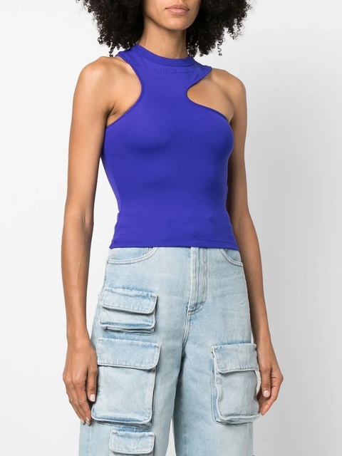 Off-White embroidered-logo asymmetric tank top - Purple - zdjęcie produktu nr 2