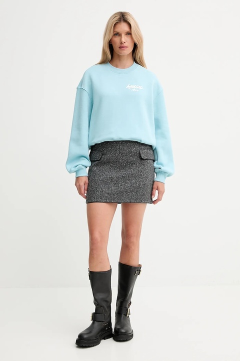 Kenzo bluza bawełniana Kenzo x Futura damska kolor turkusowy z nadrukiem FF62SW4504MB - zdjęcie produktu nr 2