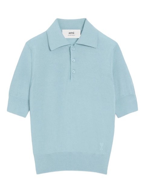 AMI Paris logo-embroidered polo top - Blue - zdjęcie produktu nr 1