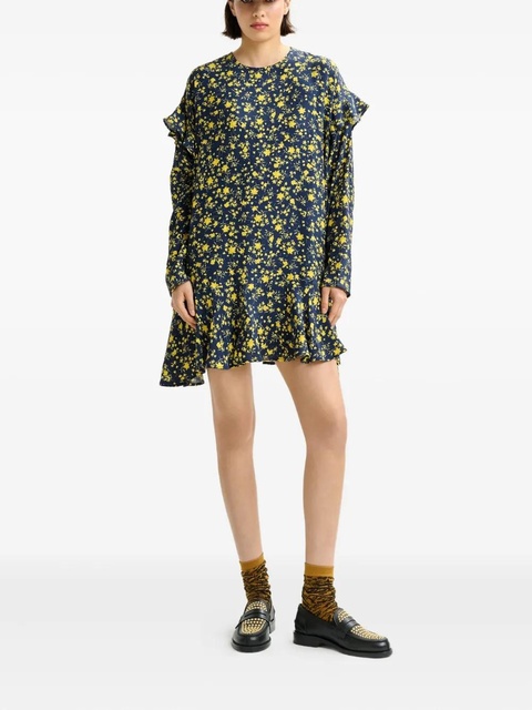 Essentiel Antwerp floral ruffled asymmetric day dress - Blue - zdjęcie produktu nr 2