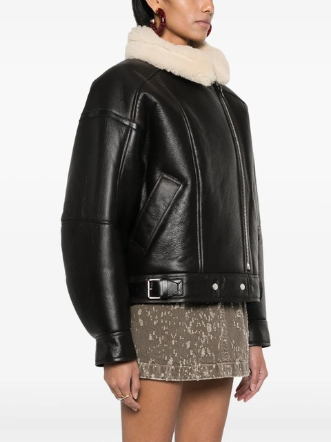 Acne Studios leather shearling jacket - Brown - zdjęcie produktu nr 2