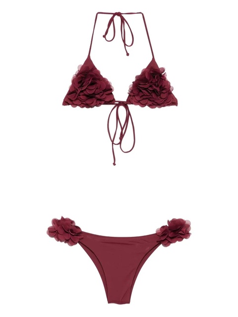 La Reveche Shayna flower-embellished bikini - Red - zdjęcie produktu nr 1