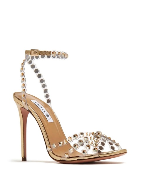 Aquazzura Tequila 105mm crystal-embellished sandals - Neutrals - zdjęcie produktu nr 2