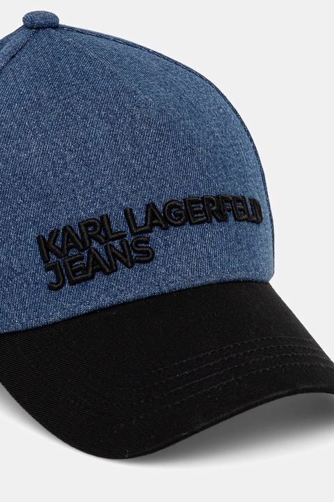 Karl Lagerfeld Jeans czapka z daszkiem bawełniana kolor niebieski gładka A3M33098 - zdjęcie produktu nr 2