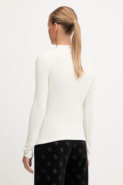 Guess longsleeve ALBA kolor beżowy z półgolfem V5BP10 KCBF1 - zdjęcie produktu nr 2