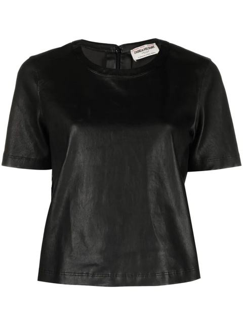 Zadig&Voltaire Tas crew-neck leather T-shirt - Black - zdjęcie produktu nr 1