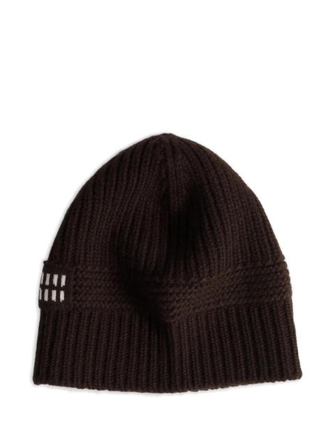 Miu Miu logo-detail knit beanie - Brown - zdjęcie produktu nr 1