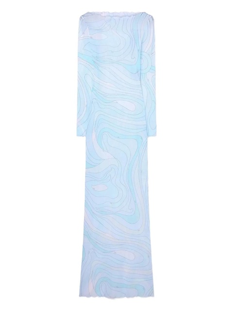 PUCCI marmo-print tulle maxi dress - Blue - zdjęcie produktu nr 1