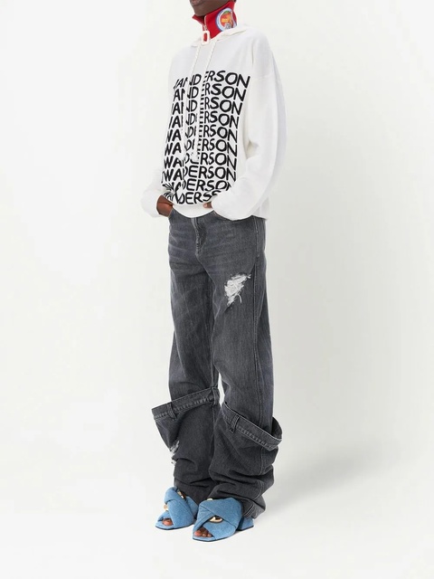 JW Anderson logo-print merino hoodie - White - zdjęcie produktu nr 2