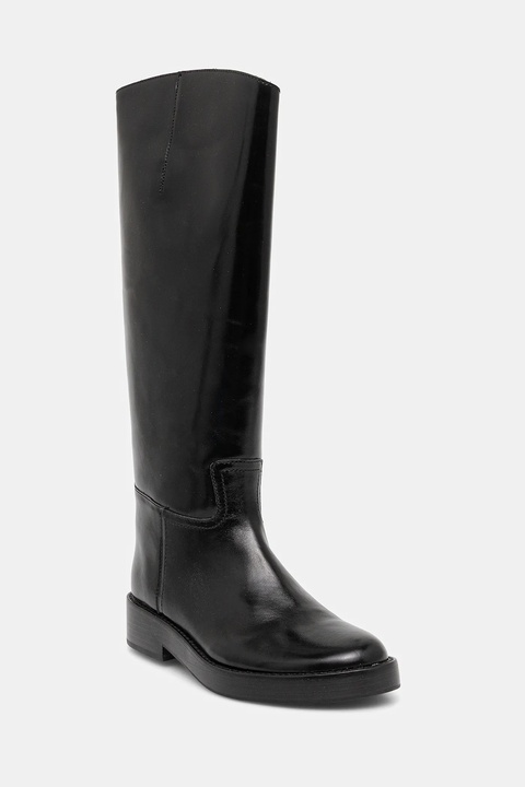 Jeffrey Campbell kozaki skórzane Marshy damskie kolor czarny na płaskim obcasie JC-1742-1-6 - zdjęcie produktu nr 1