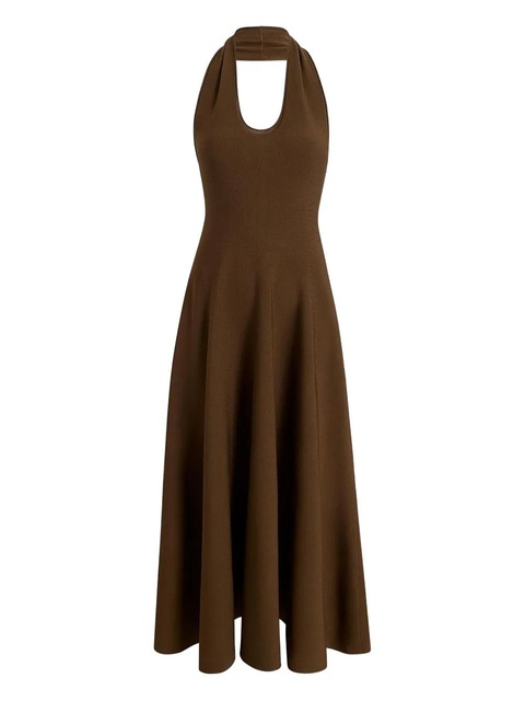 KHAITE halterneck midi dress - Brown - zdjęcie produktu nr 1
