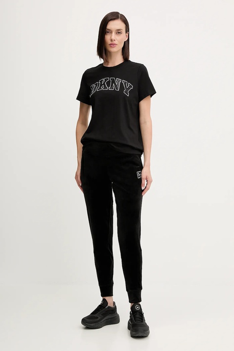 Dkny spodnie dresowe damskie kolor czarny z aplikacją DP5P3710 - zdjęcie produktu nr 2