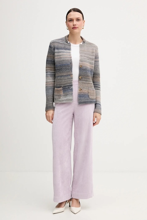 United Colors of Benetton spodnie sztruksowe damskie kolor fioletowy proste high waist 4Q5GDF0AI - zdjęcie produktu nr 2