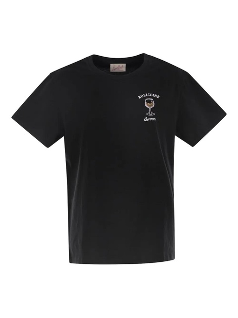 MC2 Saint Barth wine glass-embroidered T-shirt - Black - zdjęcie produktu nr 1
