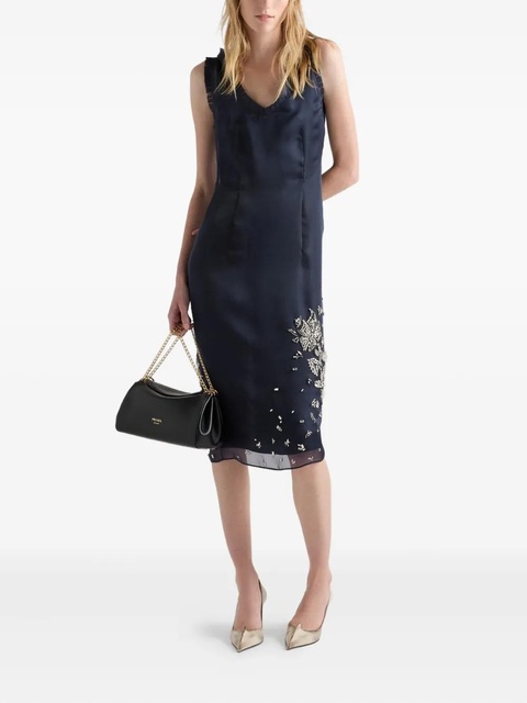Prada embroidered silk midi dress - Blue - zdjęcie produktu nr 2
