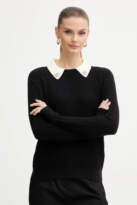 Morgan sweter damski kolor czarny lekki MTORIA - zdjęcie produktu nr 1