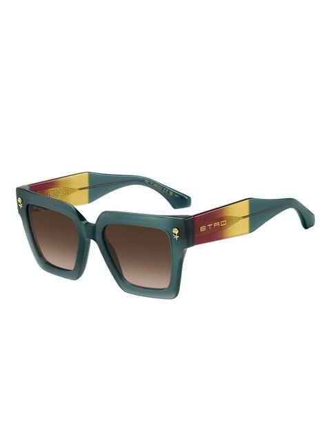 ETRO rose-embellished square-frame sunglasses - Green - zdjęcie produktu nr 2