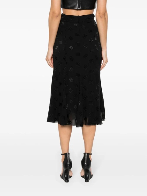 Dolce & Gabbana devoré godet midi skirt - Black - zdjęcie produktu nr 2