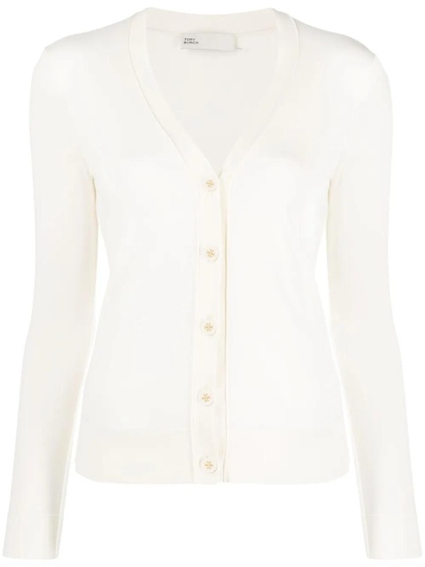 Tory Burch logo-buttons knit cardigan - White - zdjęcie produktu nr 1