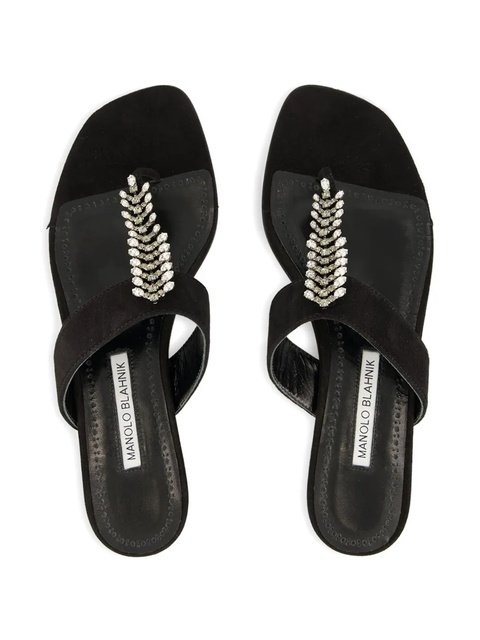 Manolo Blahnik crystal-embellished flat sandals - Black - zdjęcie produktu nr 2