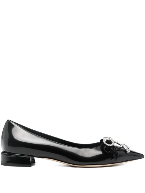 Jimmy Choo Auria crystal bow flat shoes - Black - zdjęcie produktu nr 1