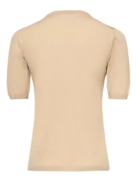 Max Mara short-sleeve round-neck knit T-shirt - Neutrals - zdjęcie produktu nr 2