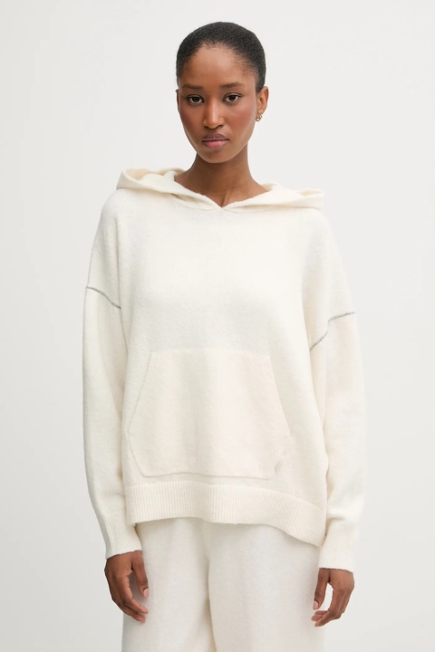 Calvin Klein Underwear sweter z domieszką wełny damski kolor beżowy LV00QS7568 - zdjęcie produktu nr 1