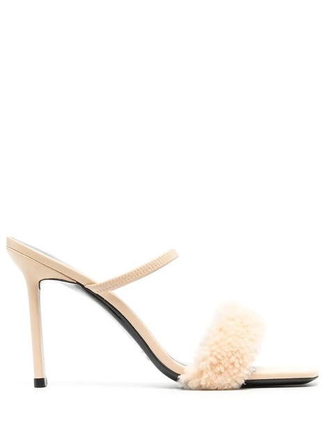 BY FAR Ada 100mm shearling sandals - Neutrals - zdjęcie produktu nr 1