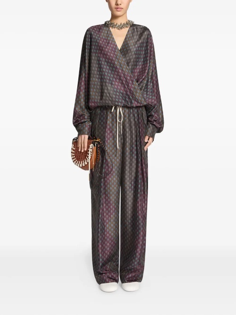 DRIES VAN NOTEN paisley-print draped top - Brown - zdjęcie produktu nr 2