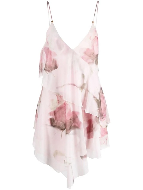 Blumarine rose-print mini slip dress - Pink - zdjęcie produktu nr 1