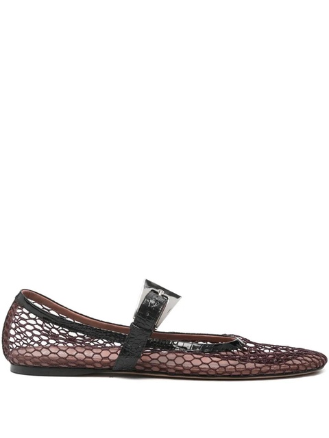 Paris Texas Sveva mesh-panel buckle ballet flats - Red - zdjęcie produktu nr 1