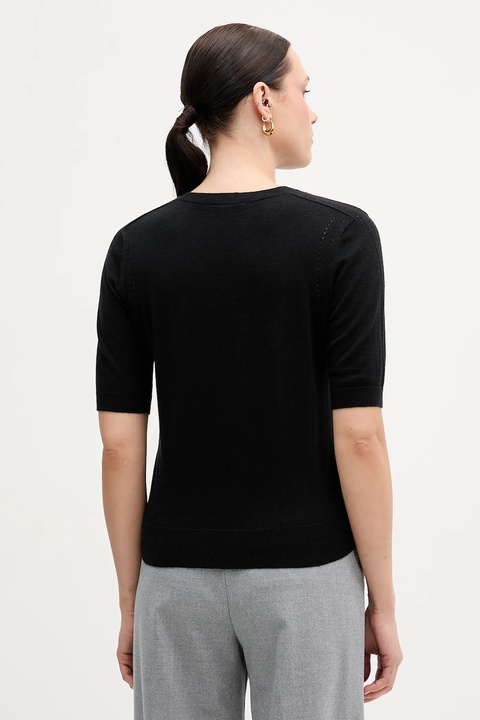 Sisley sweter z dodatkiem wełny damski kolor czarny lekki 1SBXM106L - zdjęcie produktu nr 2