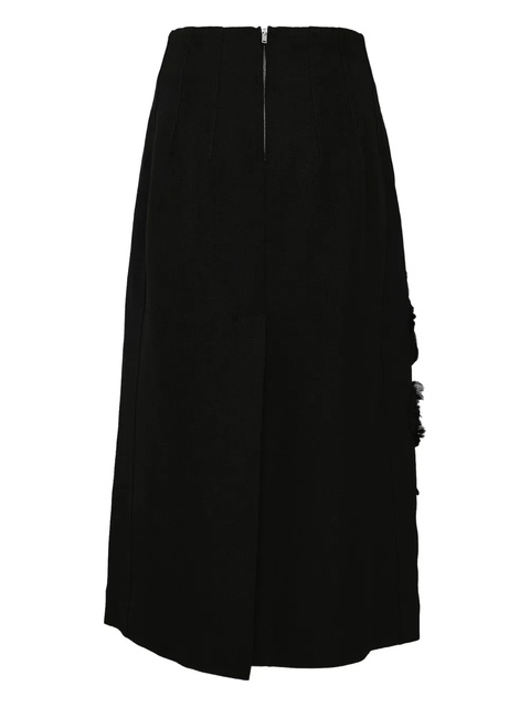 Jil Sander rose-applique midi skirt - Black - zdjęcie produktu nr 2