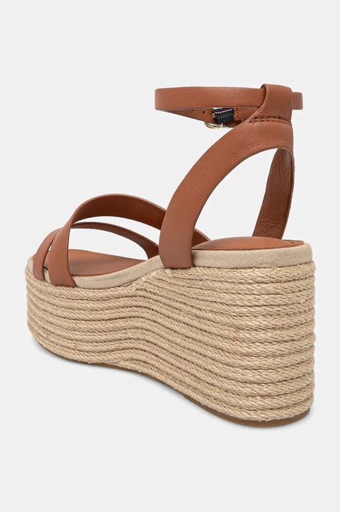 Tommy Hilfiger sandały skórzane ANKLE STRAP LEATHER PLATFORM kolor brązowy FW0FW08497 - zdjęcie produktu nr 2