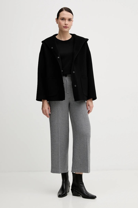 United Colors of Benetton płaszcz z dodatkiem wełny kolor czarny 28F7DN08M - zdjęcie produktu nr 2