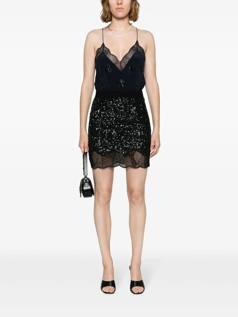 Zadig&Voltaire Justicia sequin-embellished lace-trim skirt - Black - zdjęcie produktu nr 1