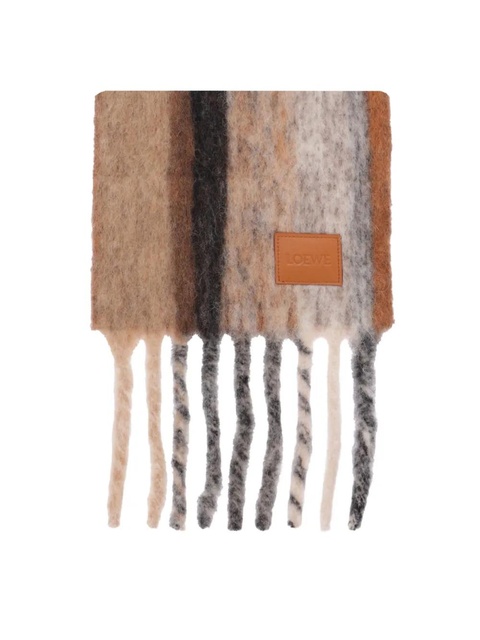 LOEWE striped fringed scarf - Neutrals - zdjęcie produktu nr 2