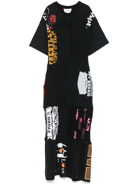 Marine Serre shirred midi dress - Black - zdjęcie produktu nr 1
