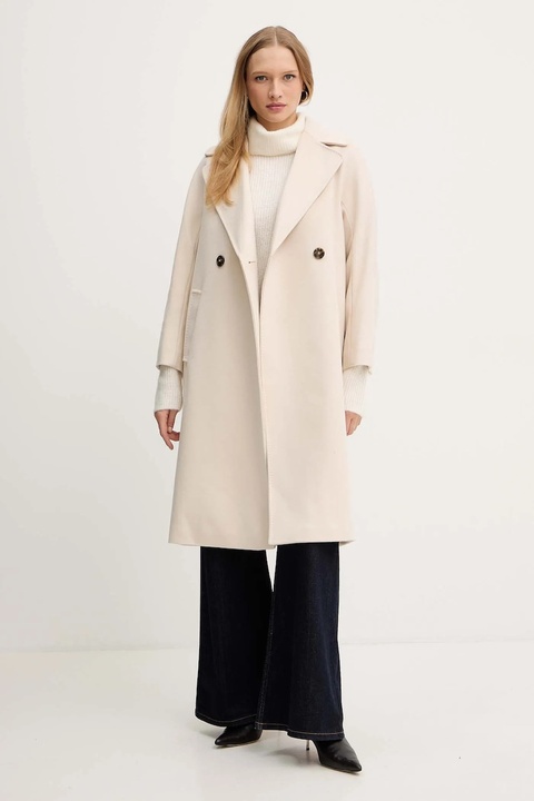 Weekend Max Mara płaszcz wełniany RESINA kolor beżowy 2525016102600 - zdjęcie produktu nr 2