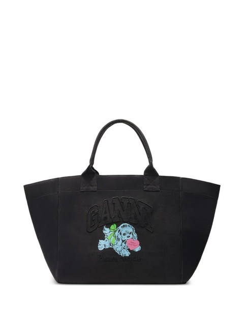 GANNI XXL logo-embellished canvas tote bag - Black - zdjęcie produktu nr 1