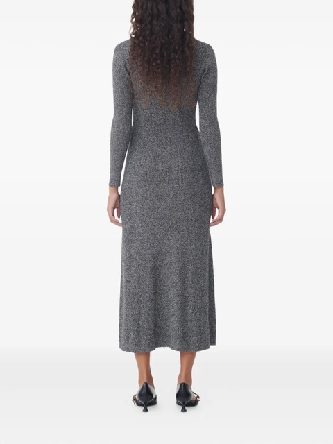 GANNI long sleeve collared maxi dress - Grey - zdjęcie produktu nr 2