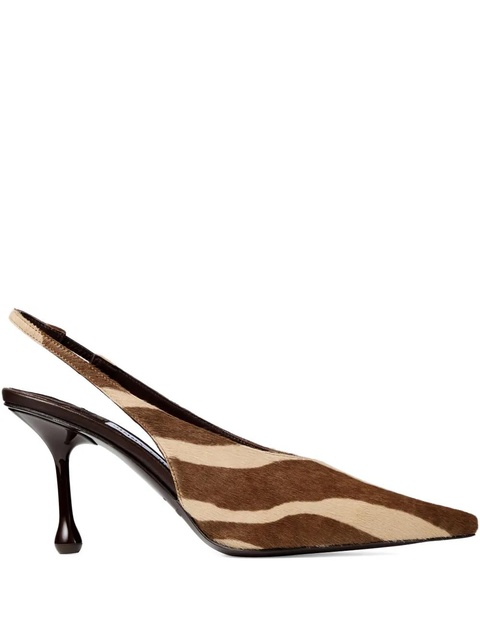 Jimmy Choo 80mm Isa zebra-print slingback pumps - Brown - zdjęcie produktu nr 1
